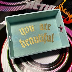 ⚡️YOU ARE BEAUTIFUL distressed graffiti Decorative Tray or box gift 7x5x2